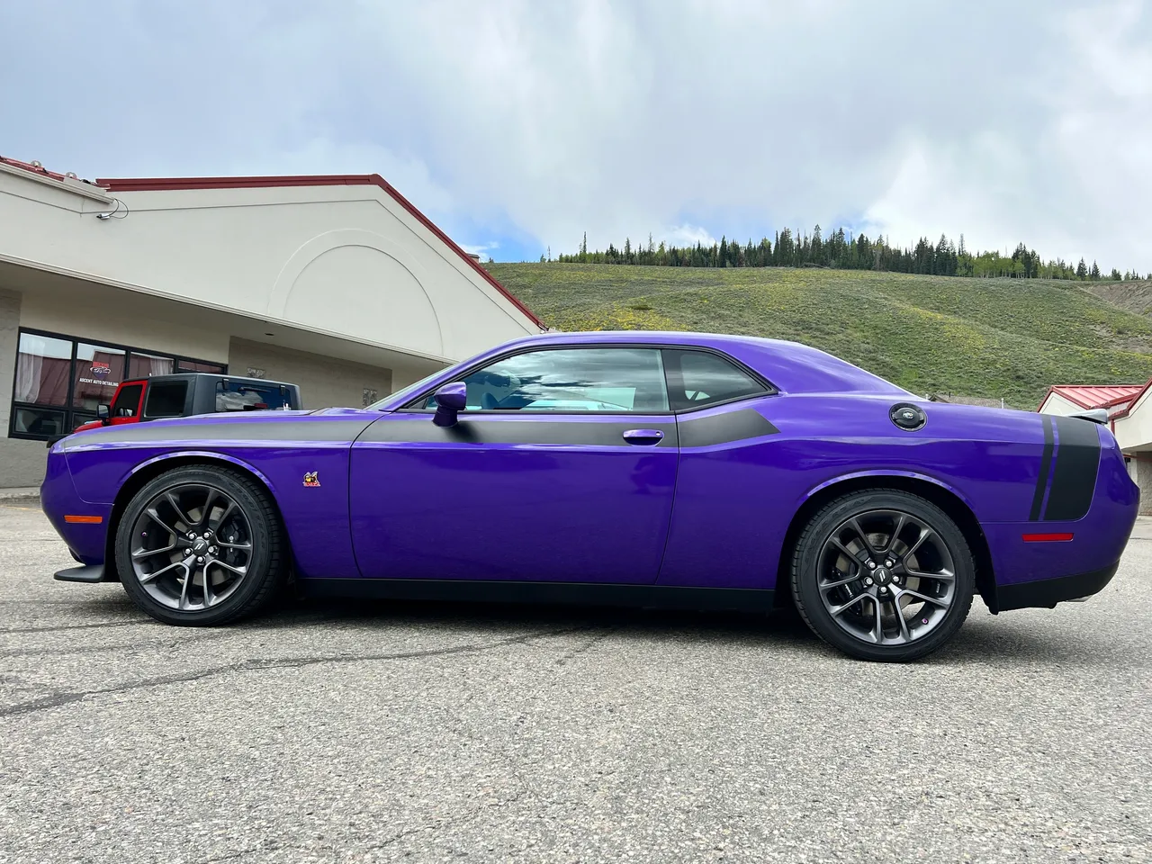 Purple Dodge Challenger SRT full detail